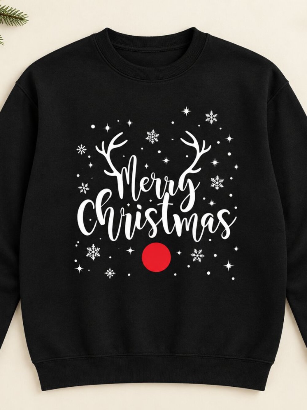 Merry Christmas Red Nose Reindeer Sweatshirt Rudolph Xmas Holiday Hoodie